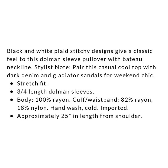 NWOT 💫 WHBM Black White Stitched Pullover - Picture 4 of 7